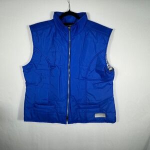 Talbots Blue Puffer Vest Quilted Full Zip Pockets Women's XL